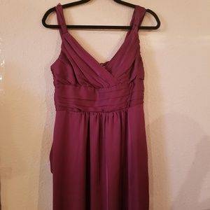 Burgundy pleated satin like dress